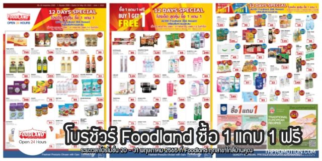 โบรชัวร์ Foodland สินค้าลดราคา 1 แถม 1 ที่ ฟู้ดแลนด์ (20 - 31 พ.ค. 2565)